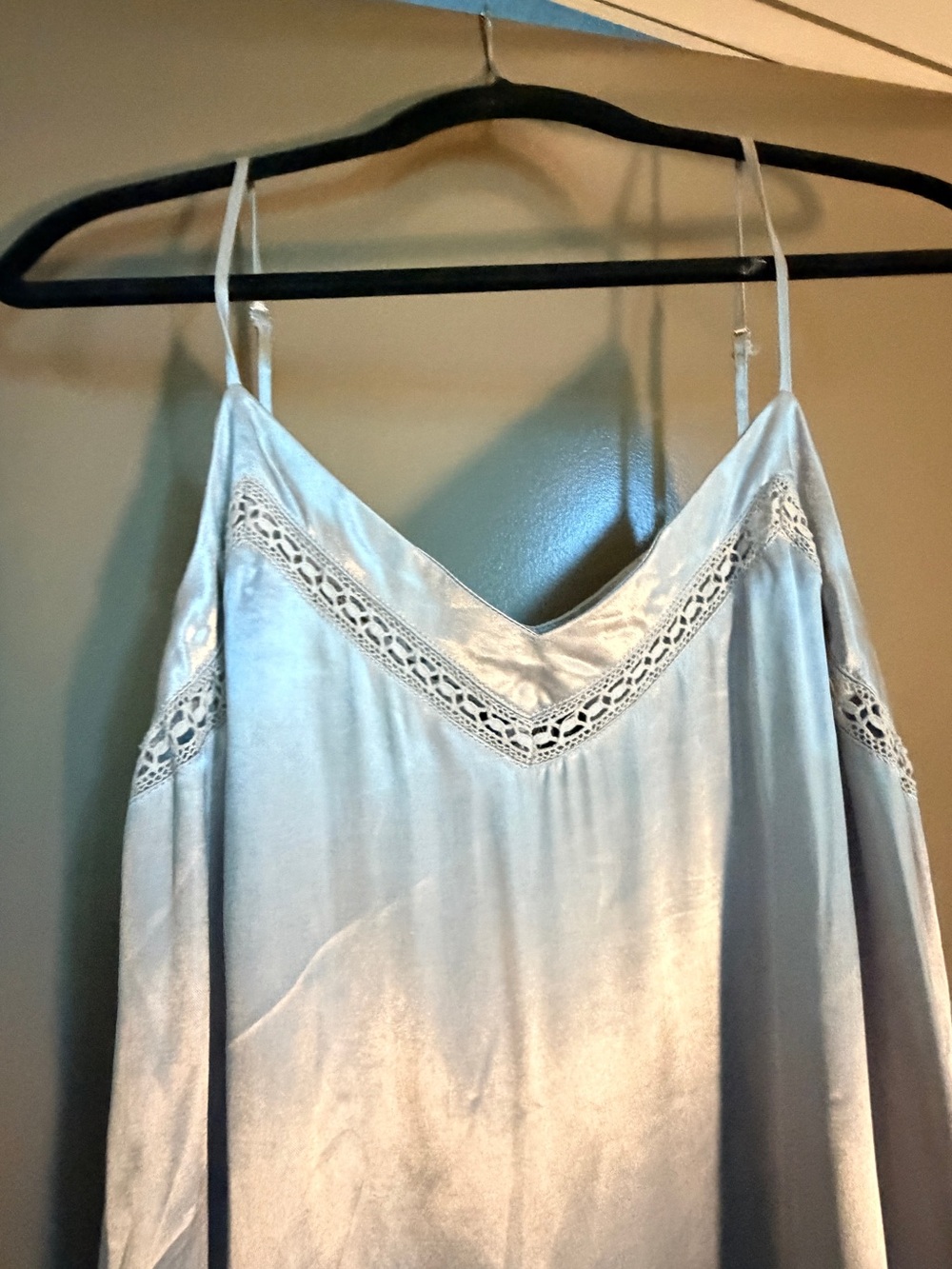 1. State Silver Satin Lace-Trim Chemise - Picture 5 of 6